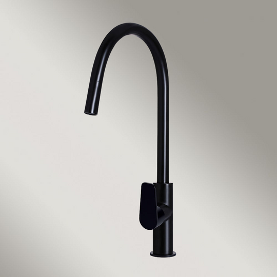 Round Paddle Piccola Pull Out Kitchen Laundry Tap Mixer Tap Matte Black