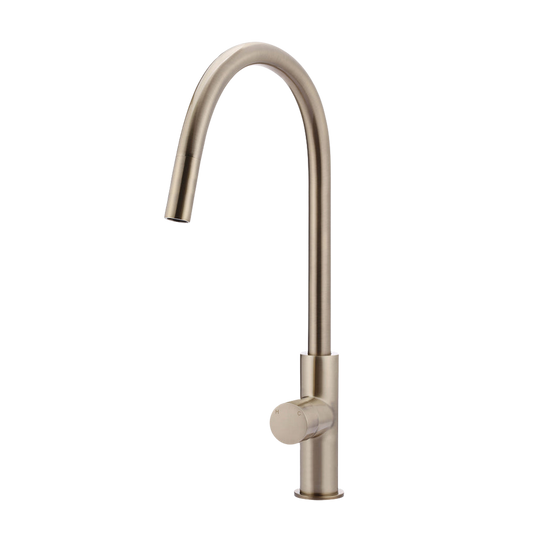 Round Pinless Piccola Pull Out Kitchen Laundry Tap Mixer Tap Champagne