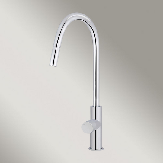 Round Pinless Piccola Pull Out Kitchen Laundry Tap Mixer Tap Polished Chrome
