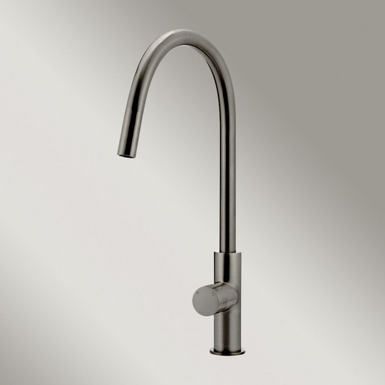 Round Pinless Piccola Pull Out Kitchen Laundry Tap Mixer Tap Shadow Gunmetal