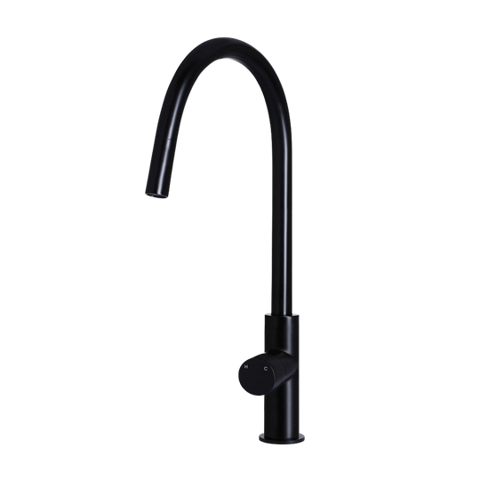 Round Pinless Piccola Pull Out Kitchen Laundry Tap Mixer Tap Matte Black
