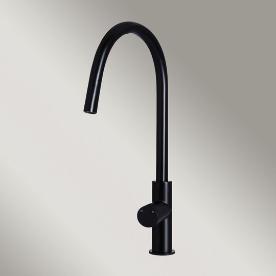 Round Pinless Piccola Pull Out Kitchen Laundry Tap Mixer Tap Matte Black