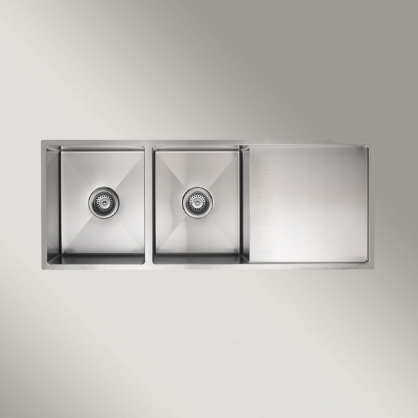Meir Kitchen Sink Double Bowl And Drainboard 1160 X 440 Brushed Nickel