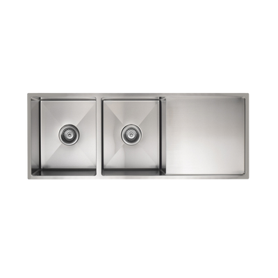 Meir Kitchen Sink Double Bowl And Drainboard 1160 X 440 Brushed Nickel