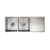 Meir Kitchen Sink Double Bowl And Drainboard 1160 X 440 Brushed Nickel