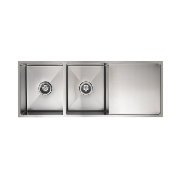 Meir Kitchen Sink Double Bowl And Drainboard 1160 X 440 Brushed Nickel
