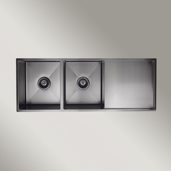 Meir Kitchen Sink Double Bowl And Drainboard 1160 X 440 Shadow Gunmetal