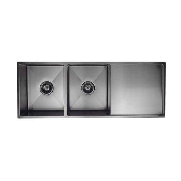 Meir Kitchen Sink Double Bowl And Drainboard 1160 X 440 Shadow Gunmetal