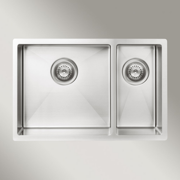 Meir Kitchen Sink One And Half Bowl 670 X 440 Brushed Nickel