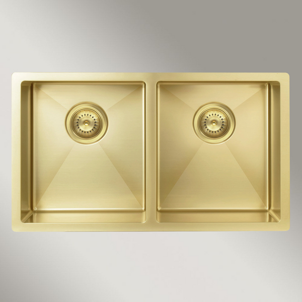 Meir Kitchen Sink Double Bowl 760 X 440 Tiger Bronze