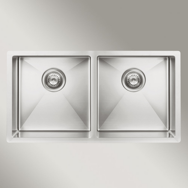 Meir Kitchen Sink Double Bowl 860 X 440 Brushed Nickel