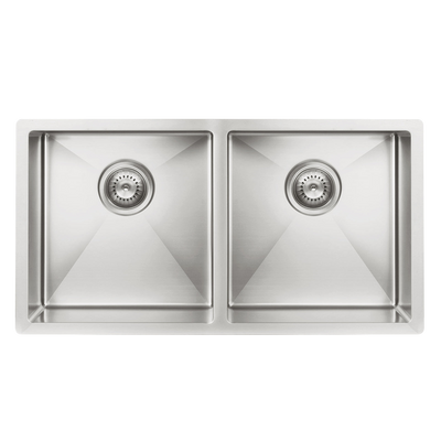 Meir Kitchen Sink Double Bowl 860 X 440 Brushed Nickel