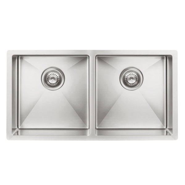 Meir Kitchen Sink Double Bowl 860 X 440 Brushed Nickel
