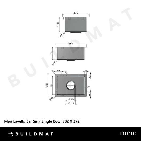 Meir Bar Sink Single Bowl 382 X 272 Brushed Nickel