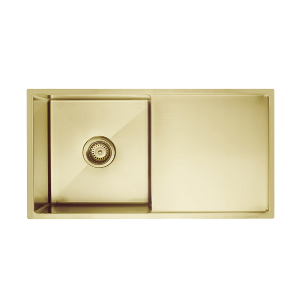 Meir Kitchen Sink Single Bowl And Drainboard 840 X 440 Tiger Bronze