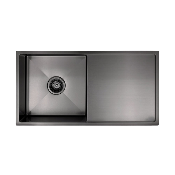 Meir Kitchen Sink Single Bowl And Drainboard 840 X 440 Shadow Gunmetal