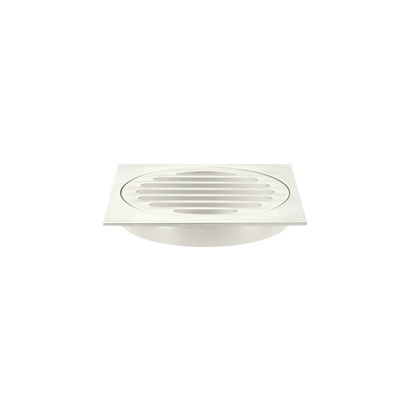 Meir Square Floor Grate Shower Drain 100mm Outlet Brushed Nickel