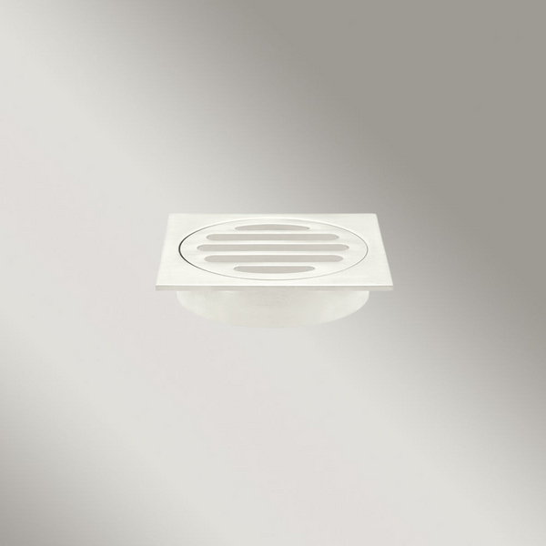 Meir Square Floor Grate Shower Drain 80mm Outlet Brushed Nickel