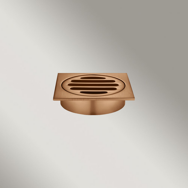 Meir Square Floor Grate Shower Drain 80mm Outlet Lustre Bronze