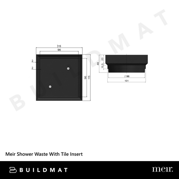 Meir Shower Waste With Tile Insert Shadow Gunmetal