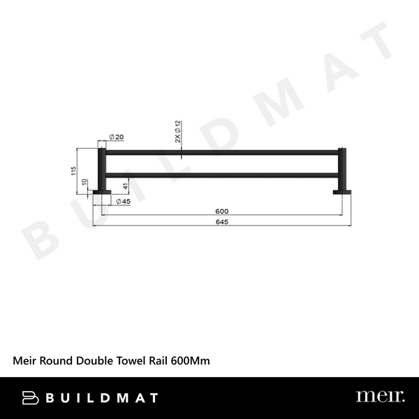 Meir Round Double Towel Rail 600mm Tiger Bronze