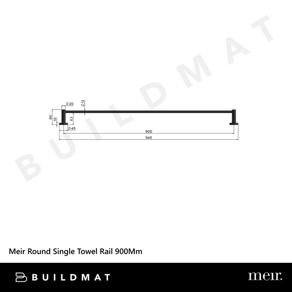 Meir Round Single Towel Rail 900mm Polished Chrome