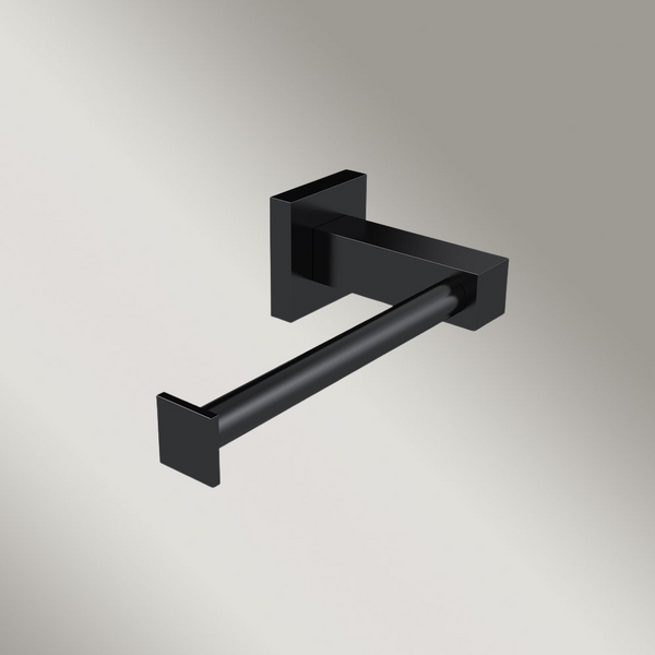 Meir Square Toilet Roll Holder With Round Bar Matte Black