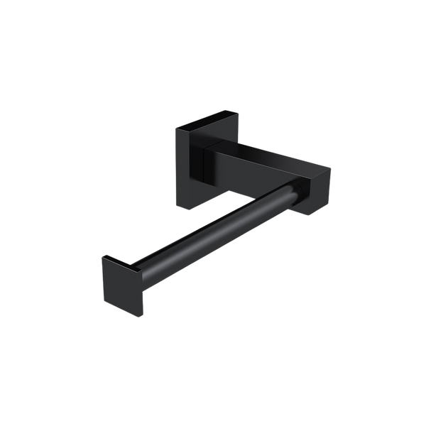 Meir Square Toilet Roll Holder With Round Bar Matte Black