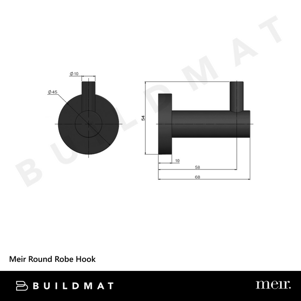 Meir Round Robe Hook Polished Chrome