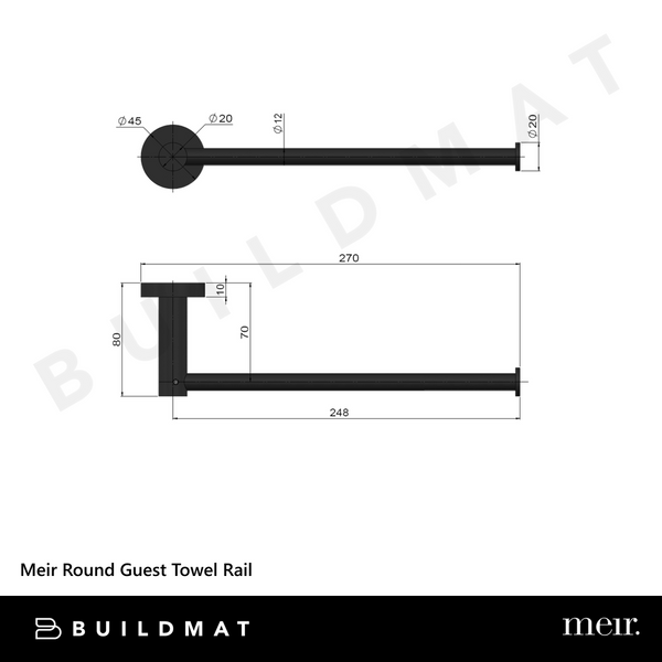 Meir Round Guest Towel Rail Matte Black