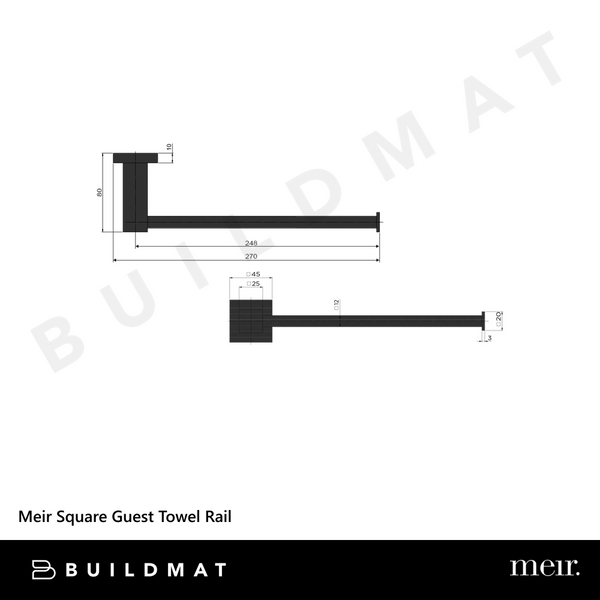 Meir Square Guest Towel Rail Matte Black