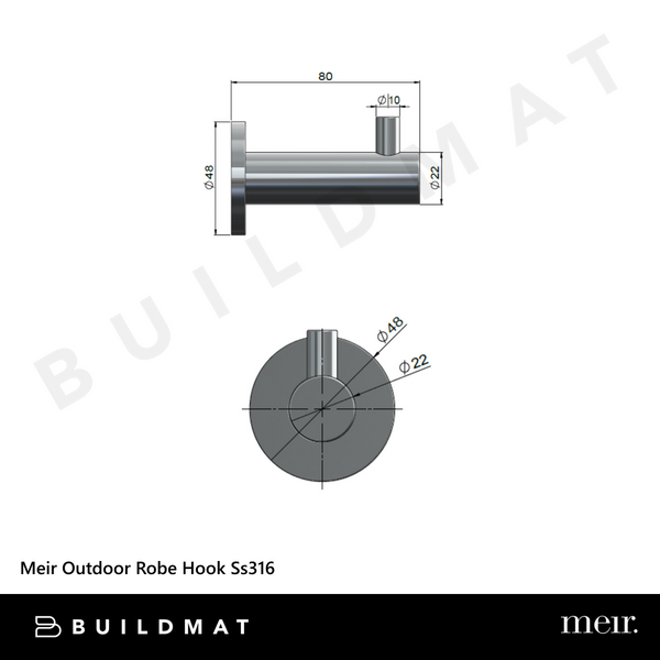 Meir Outdoor Robe Hook SS316 Stainless Steel