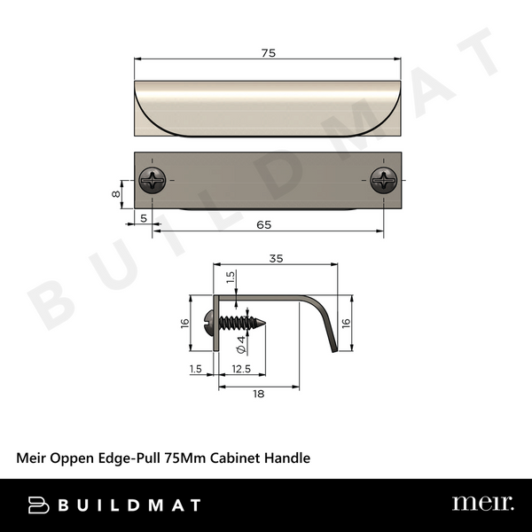 Meir Oppen Edge-Pull 75mm Cabinet Handle Champagne