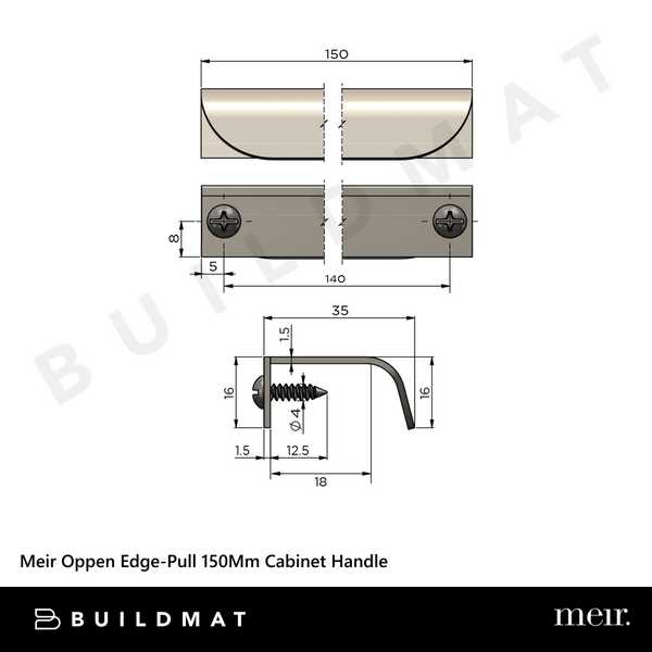 Meir Oppen Edge-Pull 150mm Cabinet Handle Lustre Bronze