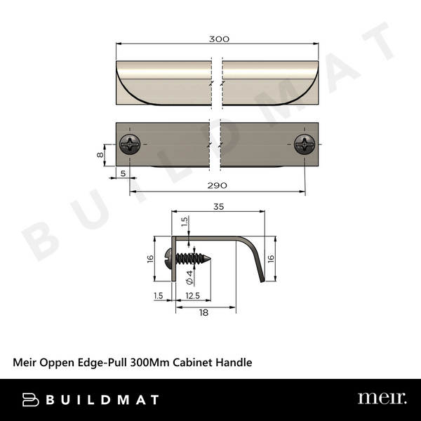 Meir Oppen Edge-Pull 300mm Cabinet Handle Champagne