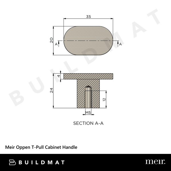Meir Oppen T-Pull Cabinet Handle Brushed Nickel