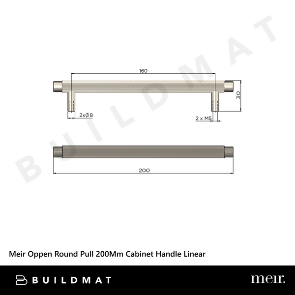 Meir Oppen Round Pull 200mm Cabinet Handle Linear Tiger Bronze