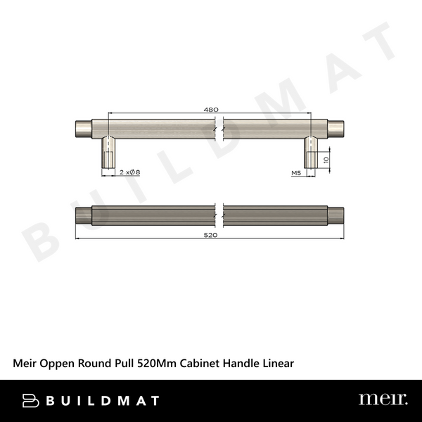 Meir Oppen Round Pull 520mm Cabinet Handle Linear Tiger Bronze