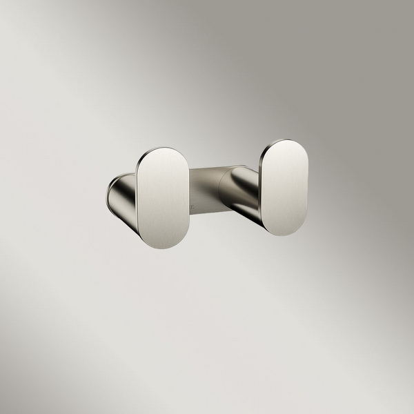 Meir Curvae Double Robe Hook Brushed Nickel