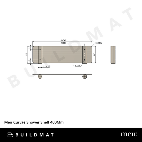 Meir Curvae Shower Shelf 400mm Champagne