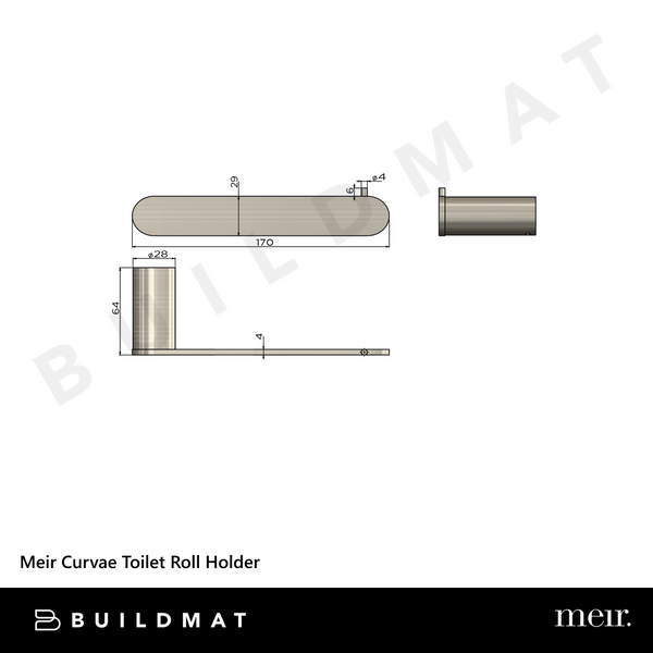 Meir Curvae Toilet Roll Holder Shadow Gunmetal