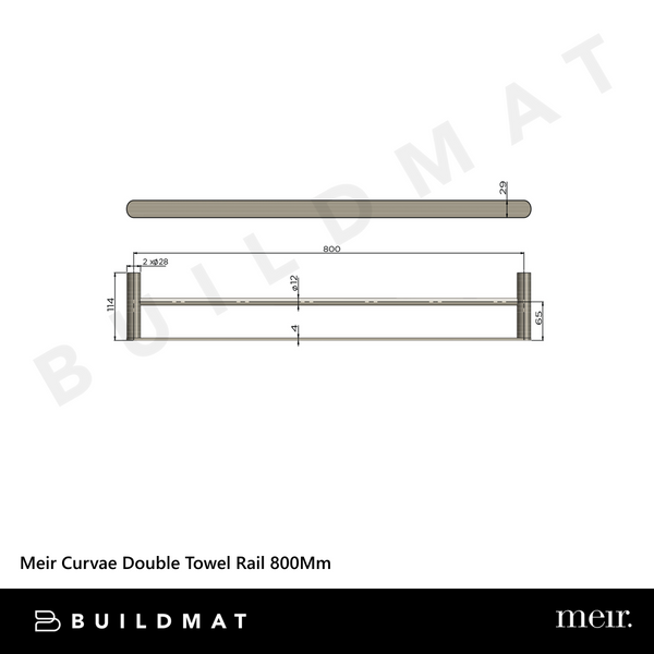 Meir Curvae Double Towel Rail 800mm Brushed Nickel