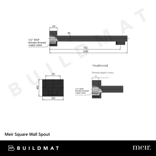Meir Square Wall Spout Matte Black