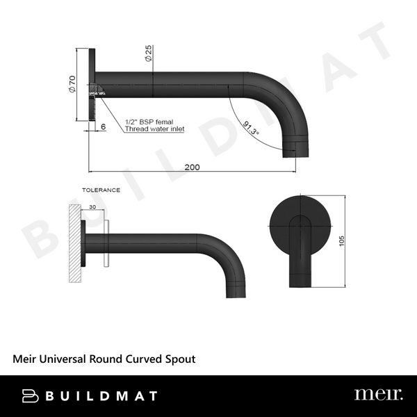 Meir Universal Round Curved Spout Matte Black