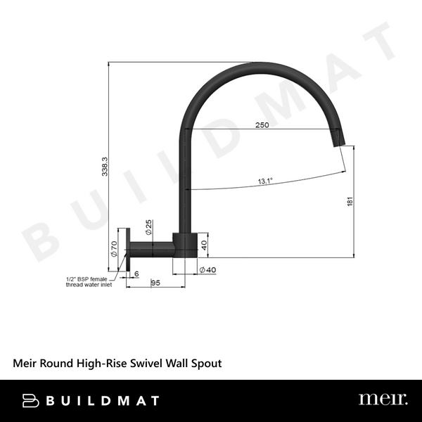 Meir Round High-Rise Swivel Wall Spout Shadow Gunmetal