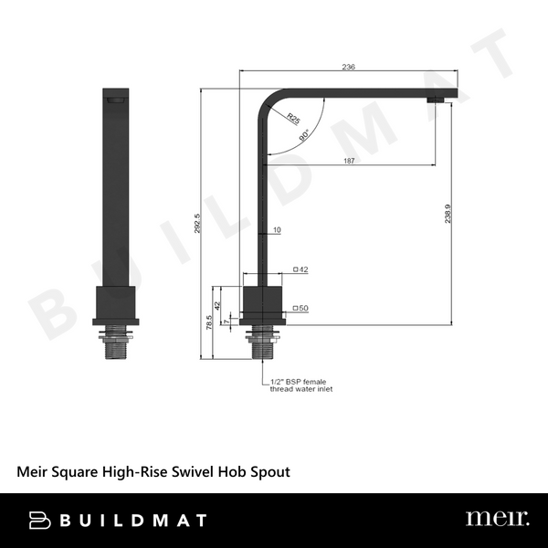Meir Square High-Rise Swivel Hob Spout Matte Black