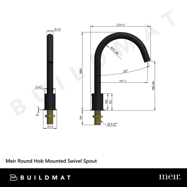 Meir Round Hob Mounted Swivel Spout Champagne
