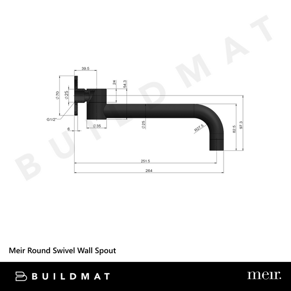 Meir Round Swivel Wall Spout Polished Chrome