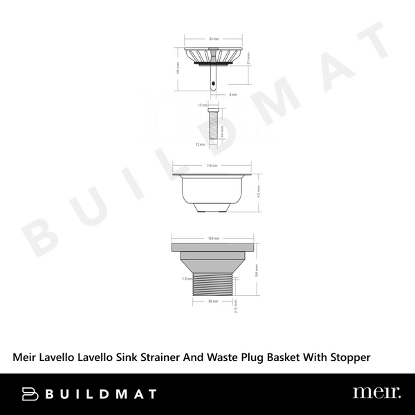 Meir Lavello Lavello Sink Strainer And Waste Plug Basket With Stopper Shadow Gunmetal