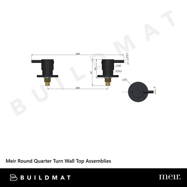 Meir Round Quarter Turn Wall Top Assemblies Matte Black